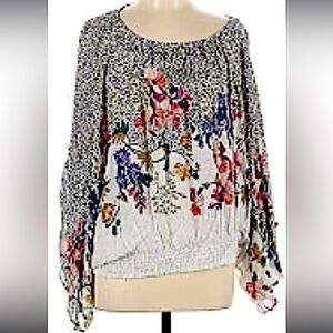 Anthropologie Floral Print Blouse Size M Multicolor Bat Wing Casual​